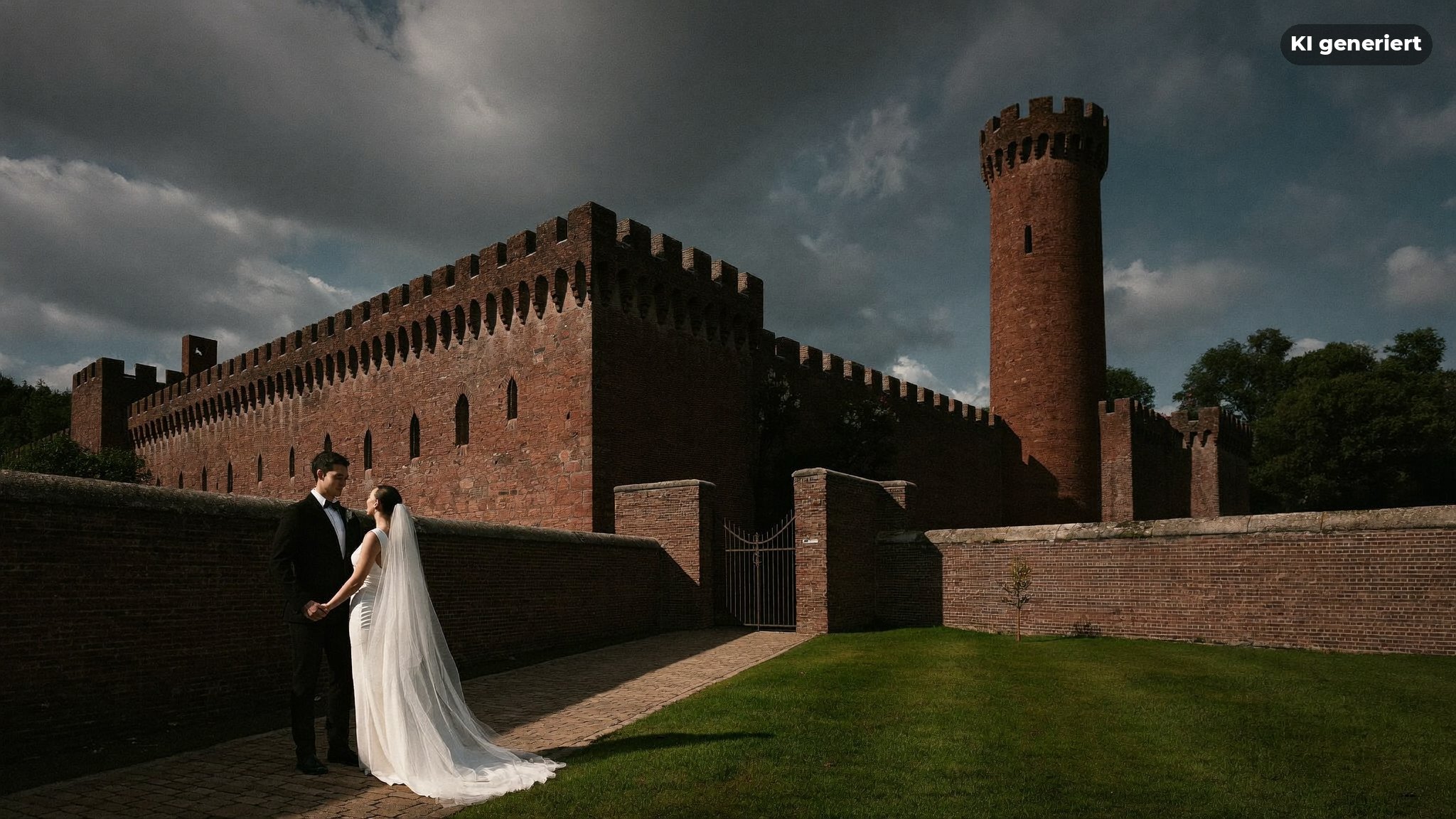 Hochzeitsfotograf Spandau fotografiert ein Brautpaar vor der Renaissance-Zitadelle
