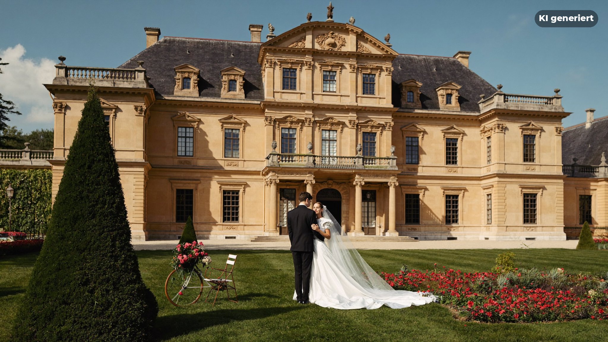 Hochzeitsfotograf Berlin Charlottenburg fotografiert ein Brautpaar vor dem Barockschloss