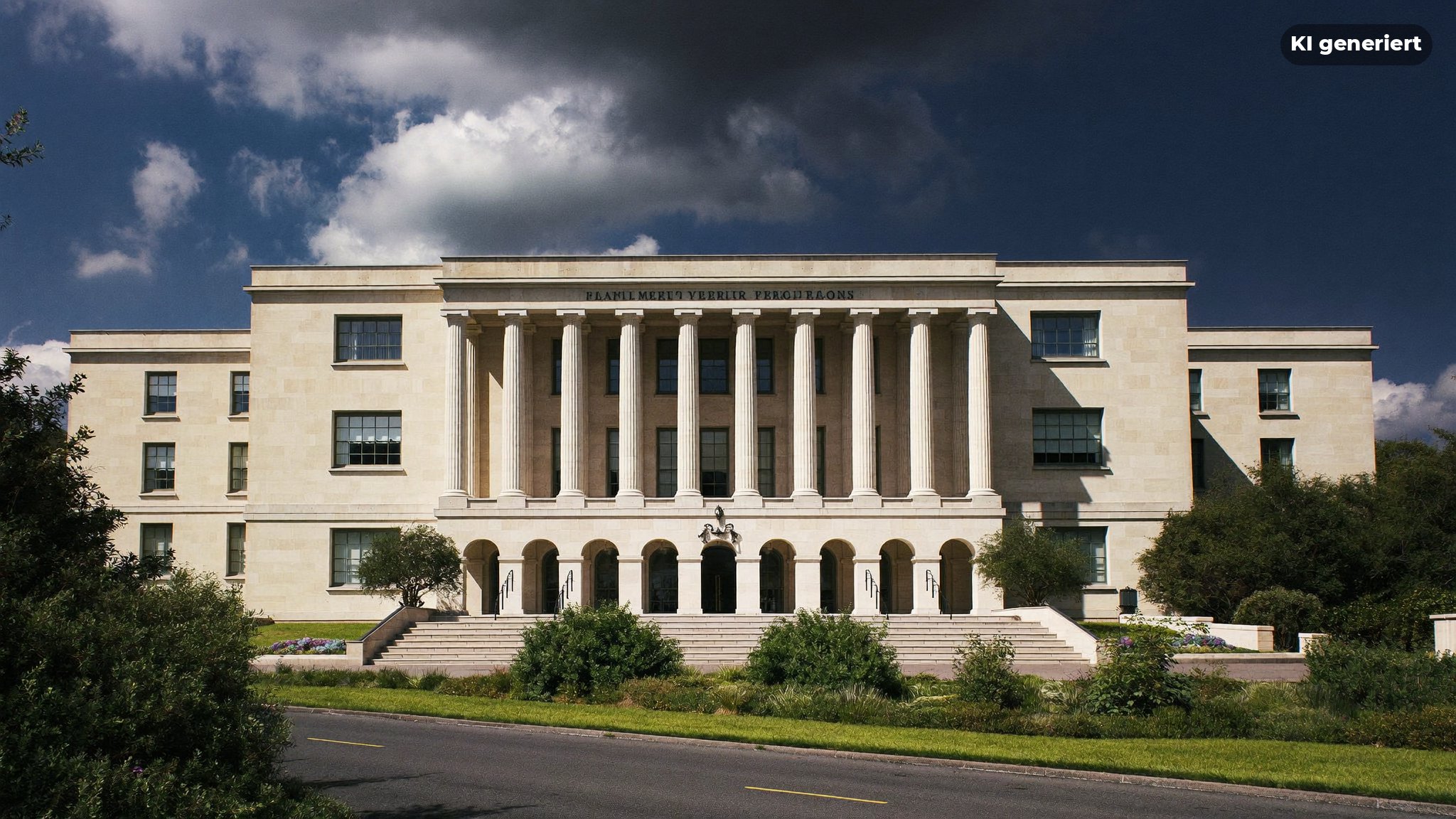 Monumentale Fassade des historischen Flughafengebäudes in Berlin Tempelhof
