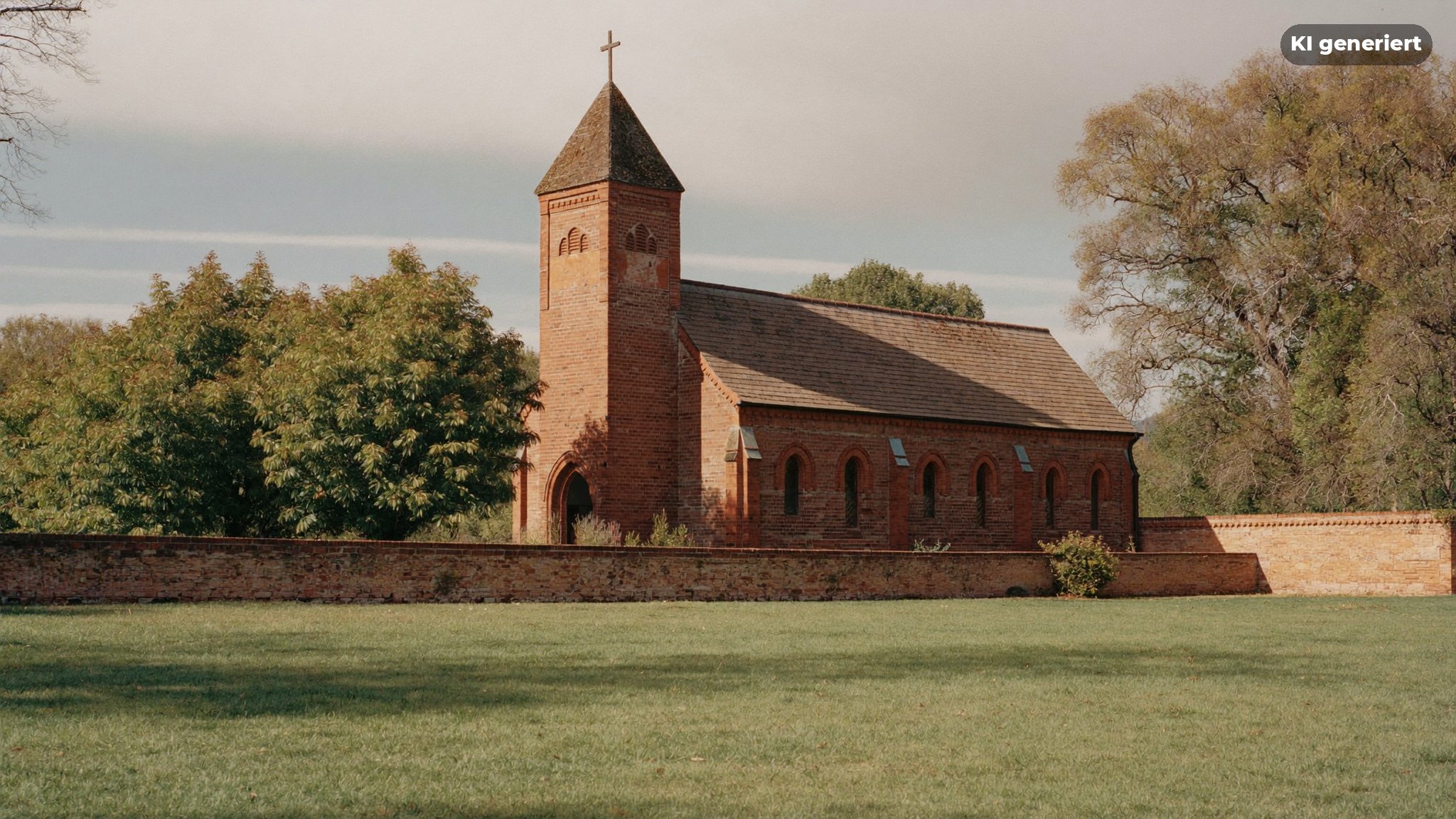 Historische Backsteinkirche im Ortskern von Teltow als Kulisse für Hochzeitsfotos
