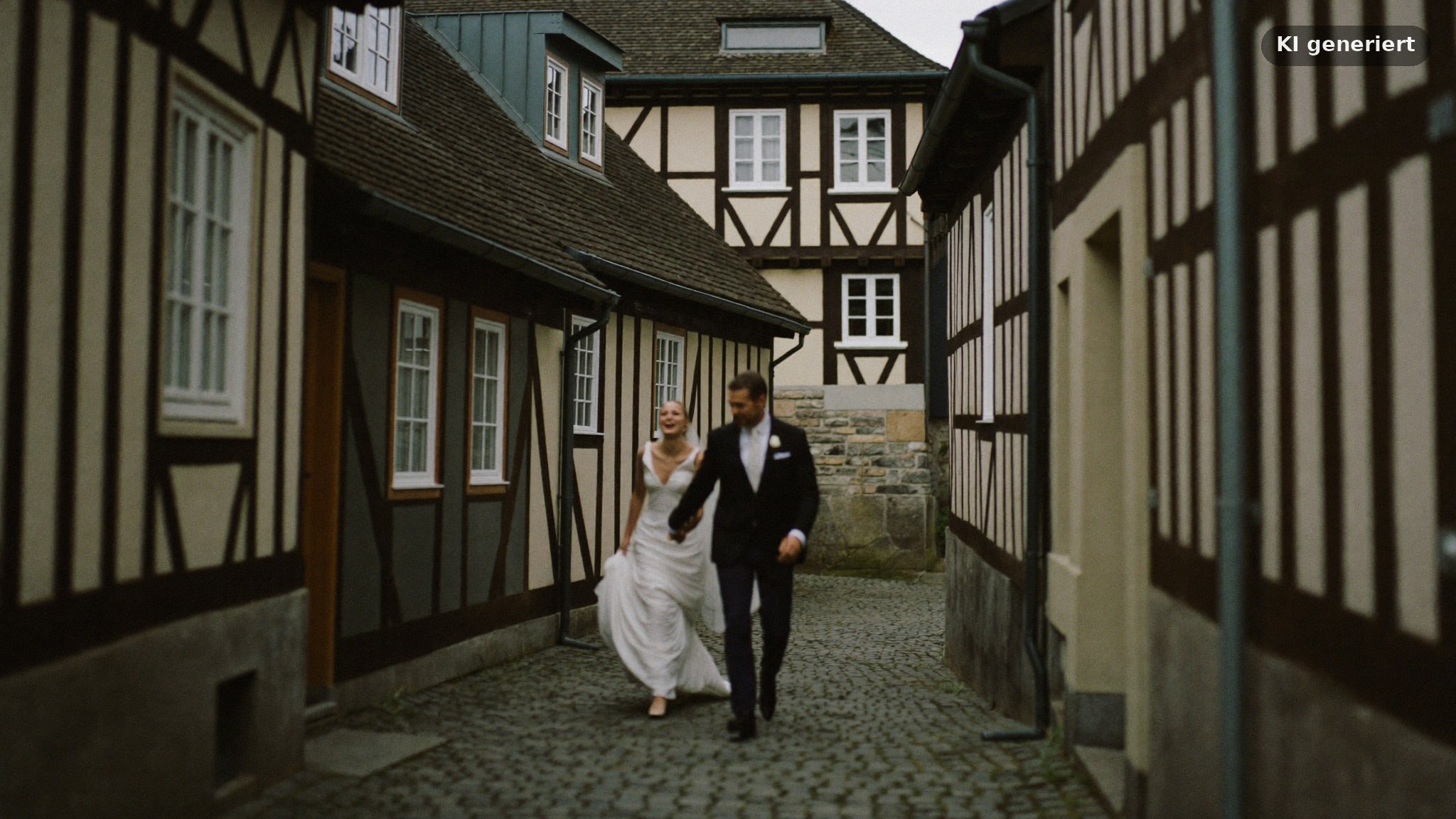 Hochzeitsfotograf Frankfurt Höchst vor der Fachwerkkulisse der Altstadt