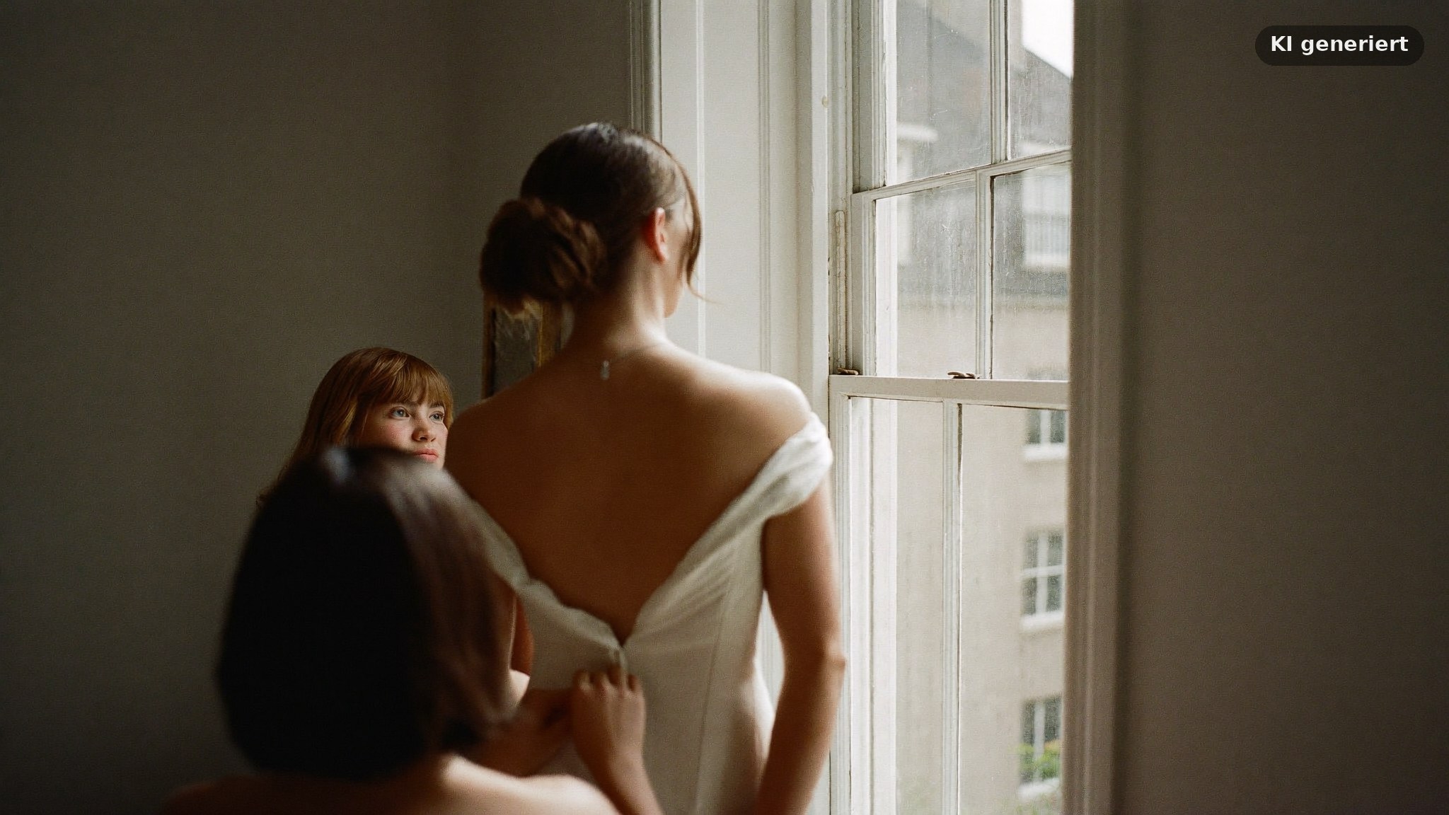Fotografin Frankfurt beim Getting Ready vor einem Fenster mit Tageslicht