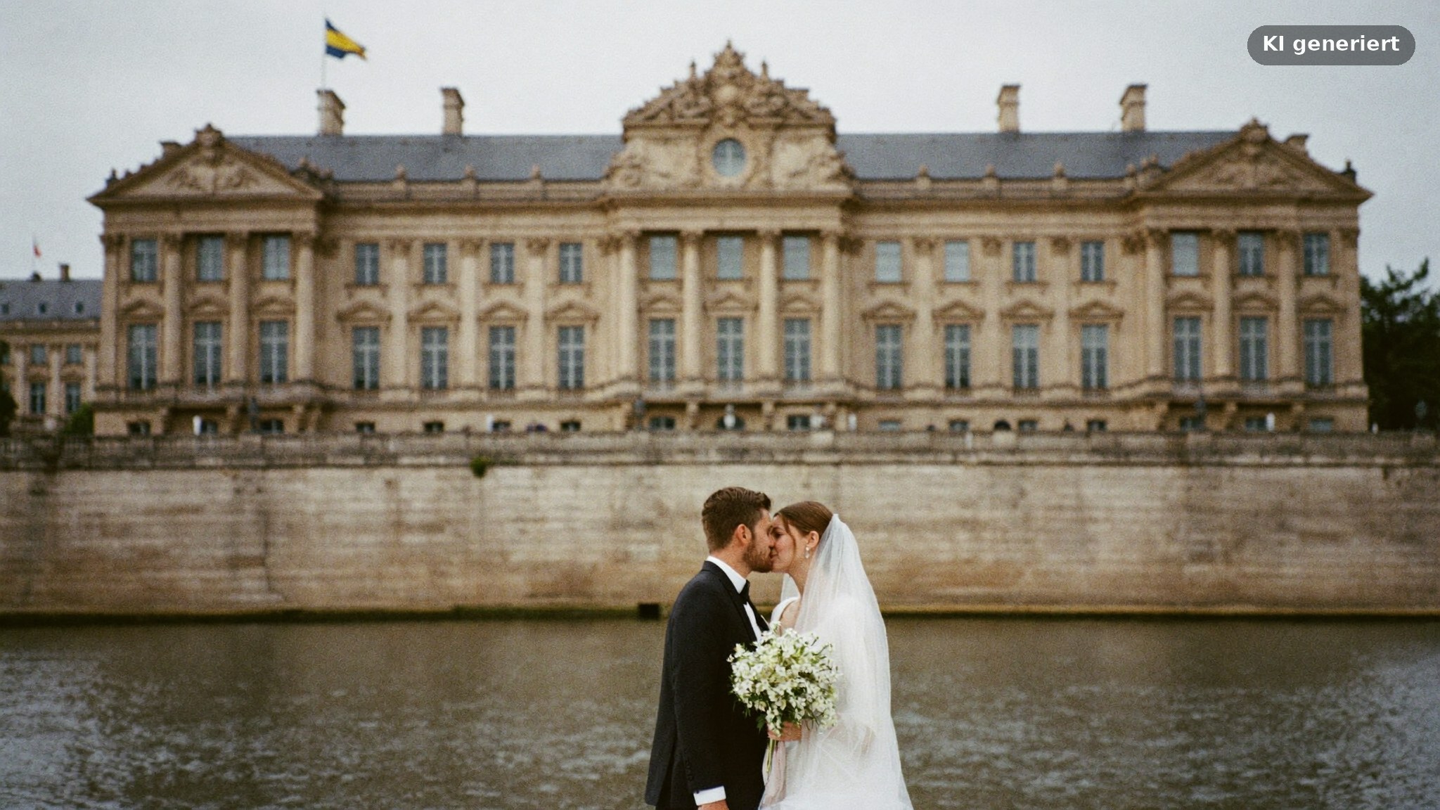 Paar beim Heiraten im Bolongaropalast Höchst vor der barocken Nordfassade