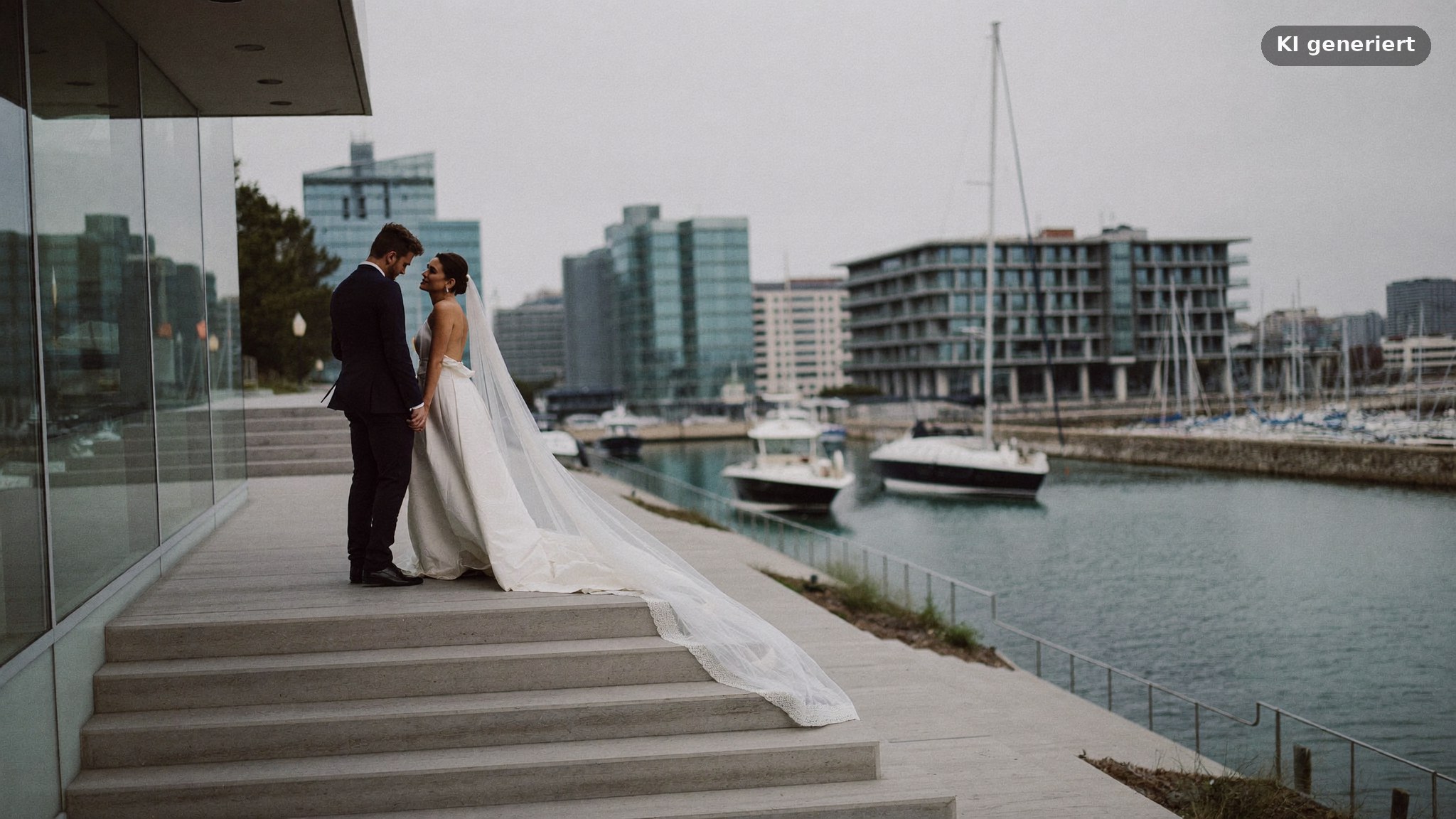Hochzeitsfotograf Hamburg Preise: Paar beim Shooting an den Magellan-Terrassen in der HafenCity
