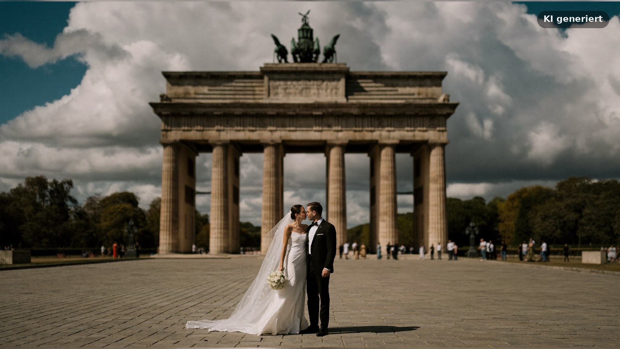 Hochzeitsfotograf München Maxvorstadt am Königsplatz mit den Propyläen