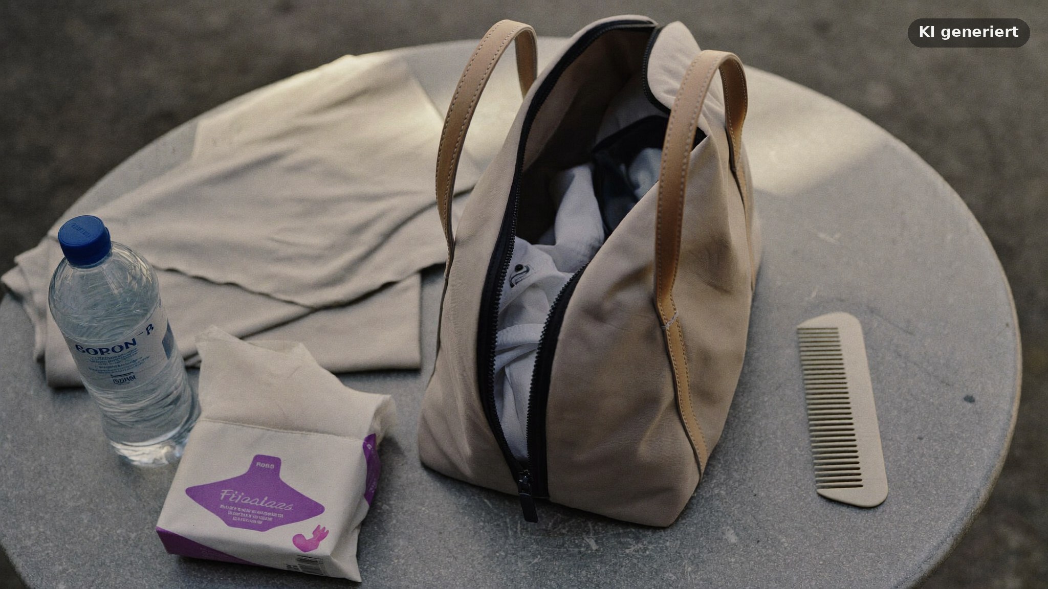 Packliste für die Portraitshooting Vorbereitung mit Wasser, Kamm und Ersatzoberteil