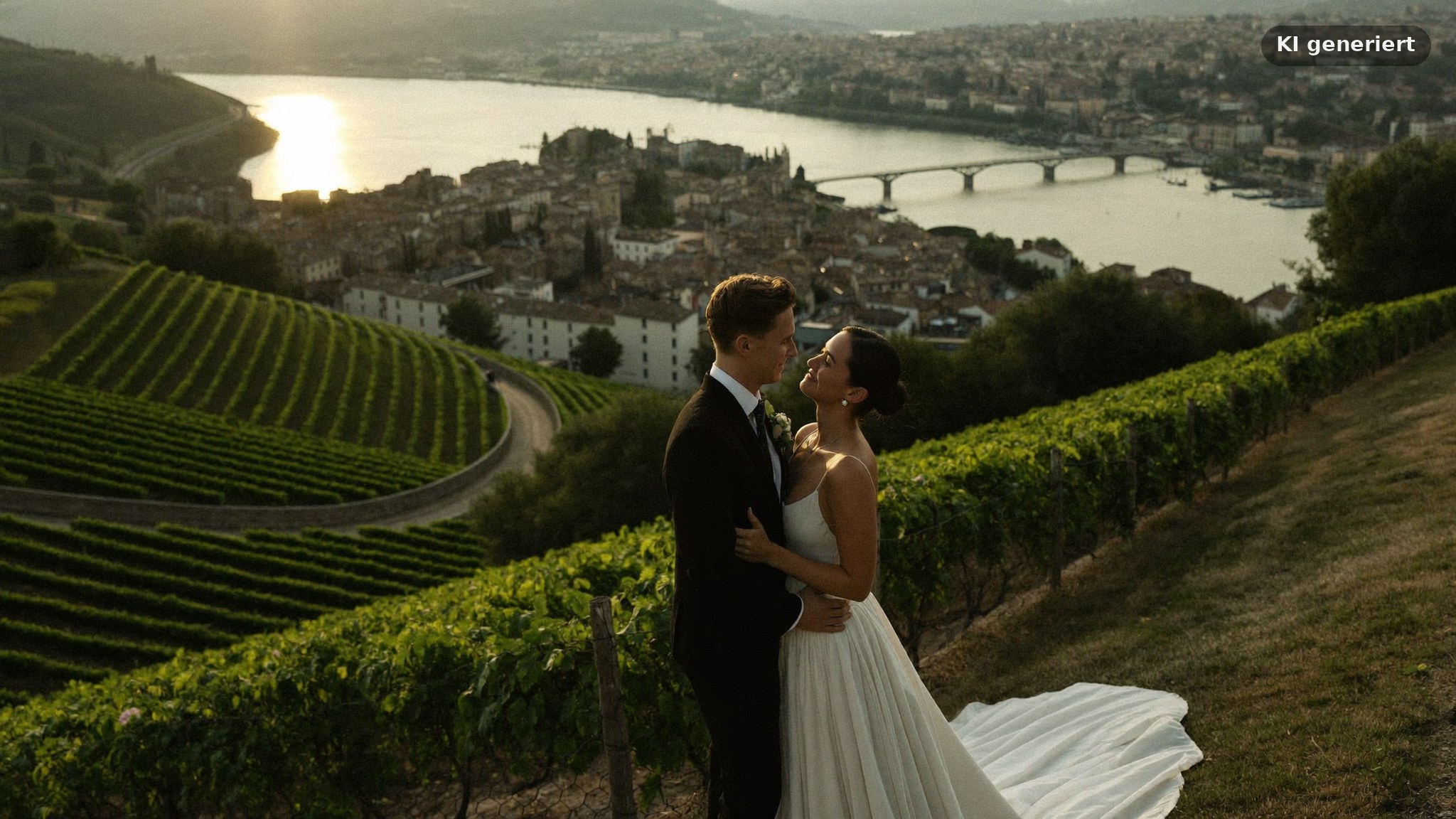 Paarshooting in den Weinbergen am Würzburger Stein mit einem Hochzeitsfotograf in Würzburg