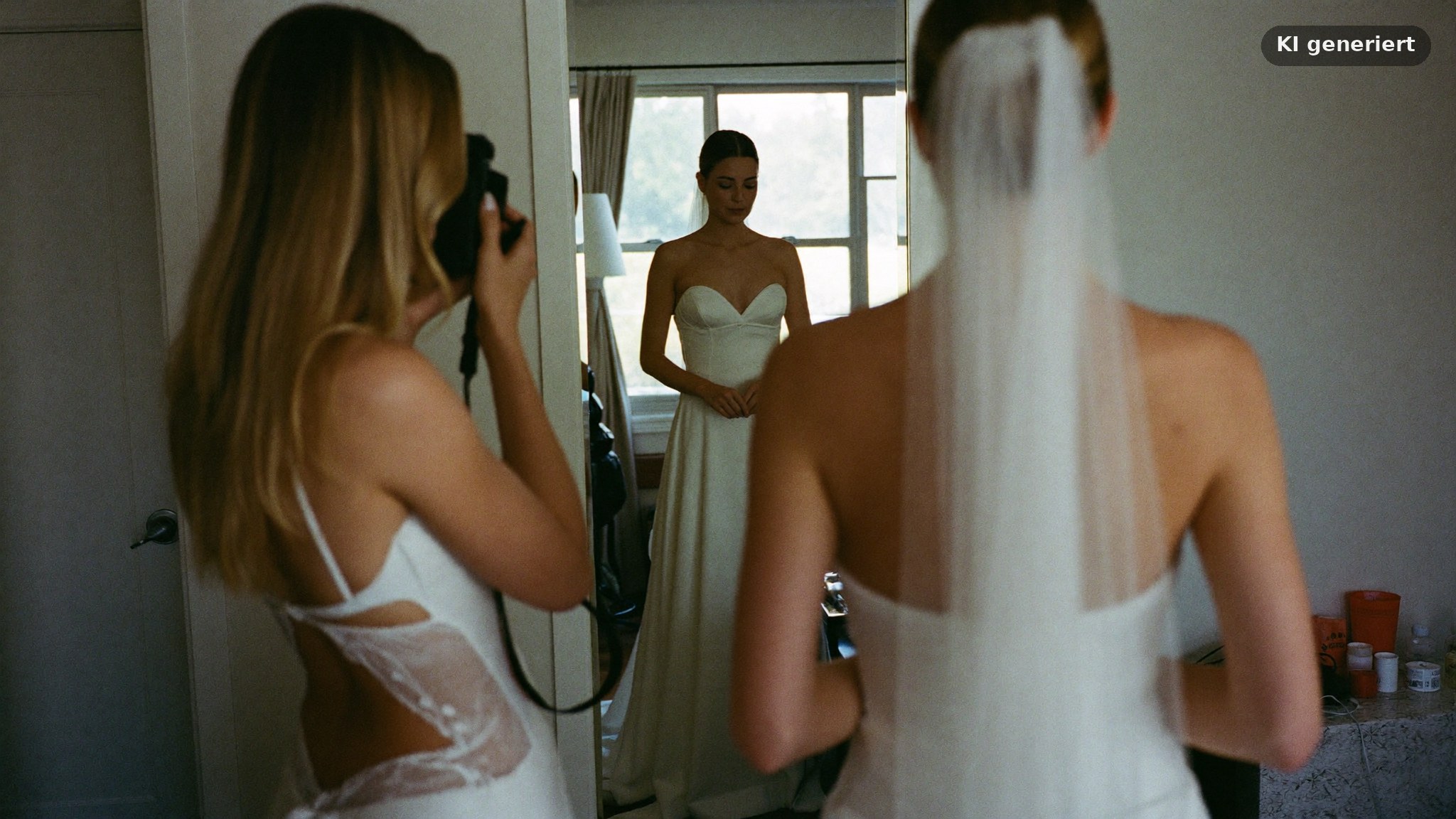 Braut beim Getting Ready, aufgenommen von einer Fotografin in Würzburg