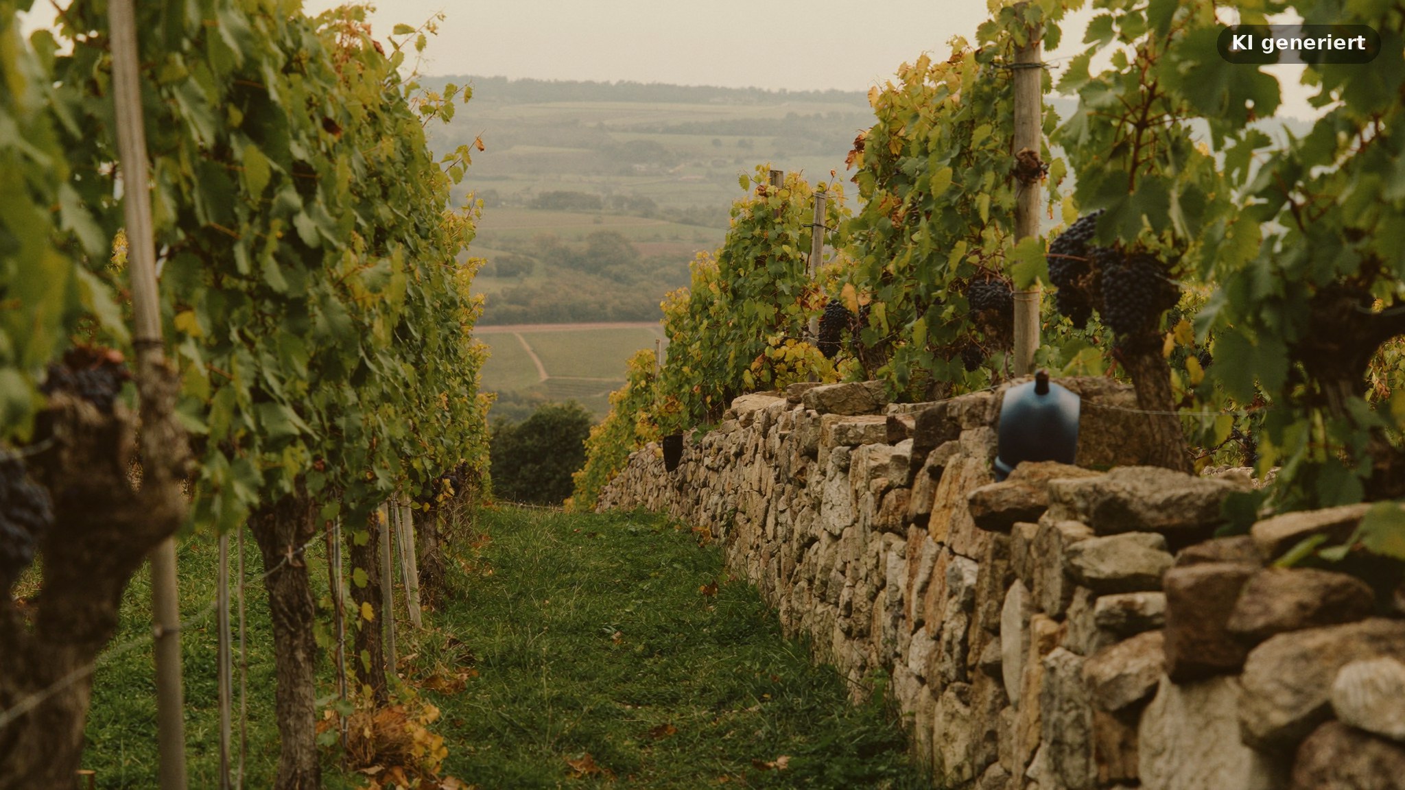 Brautpaar in den Steinbergweingärten, Motiv für einen Hochzeitsfotograf Würzburg Grombühl